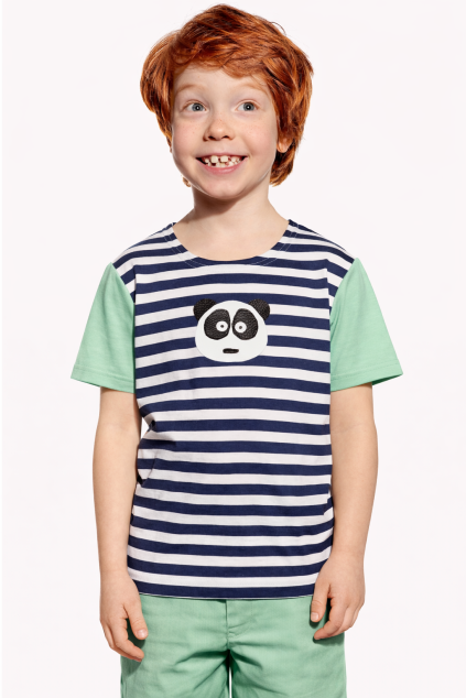 Smiling boy with panda shirt