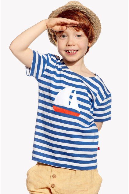 Leo, Detské tričko, Námornický pásik, Lodka (Veľkosť 98)
