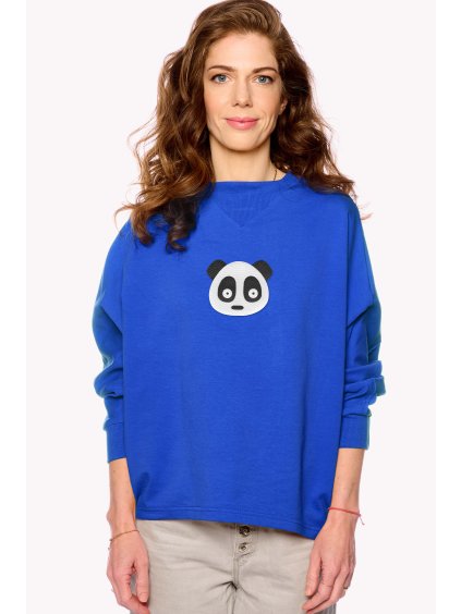 Crop, Dámska Mikina, Královska modrá, Panda (Veľkosť XS)
