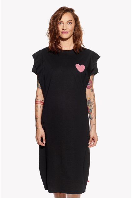 Milina, Dámske šaty, Čierne, Srdce (Veľkosť XS)