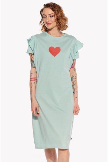 Milina, Dámske šaty, Mentolové, Srdce (Veľkosť XS)