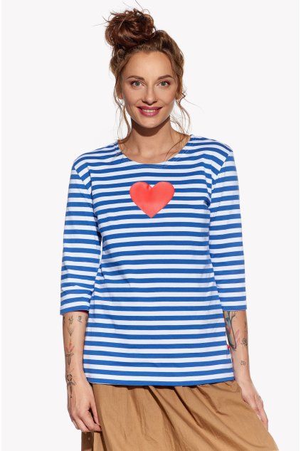 Dorota, Dámske tričko, Modrý pásik, Srdce (Veľkosť XXS)